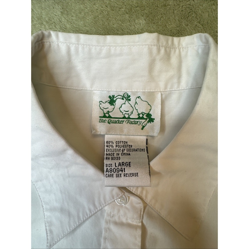 Quacker Factory women LArge L garden flower embroidered white‎ blouse shirt long - Picture 4 of 10
